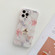 iPhone 12 Frosted Flowers Pattern IMD TPU Casewith Metal Diamond Ring Holder - Pink