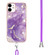 iPhone 12 / 12 Pro Electroplating Marble Pattern IMD TPU Shockproof Case with Neck Lanyard - Purple 002