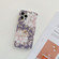iPhone 12 Pro Frosted Flowers Pattern IMD TPU Case with Metal Diamond Ring Holder - Gray