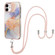 iPhone 12 / 12 Pro Electroplating Pattern IMD TPU Shockproof Case with Neck Lanyard - Milky Way White Marble