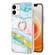 iPhone 12 / 12 Pro Electroplating Marble Pattern IMD TPU Shockproof Case with Ring Holder - Green 004