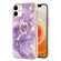 iPhone 12 / 12 Pro Electroplating Marble Pattern IMD TPU Shockproof Case with Ring Holder - Purple 002