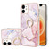 iPhone 12 / 12 Pro Electroplating Marble Pattern IMD TPU Shockproof Case with Ring Holder - Rose Gold 005