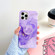 iPhone 12 Pro Max Thickened TPU Glazed Marble Pattern Case with Folding Holder - Purple