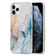 iPhone 12 Pro Max Four Corners Anti-Shattering Flow Gold Marble IMD Phone Back Cover Case - Orange Blue LD4