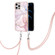 iPhone 12 Pro Max Electroplating Marble Pattern IMD TPU Shockproof Case with Neck Lanyard - Rose Gold 005