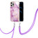 iPhone 12 Pro Max Electroplating Marble Pattern IMD TPU Shockproof Case with Neck Lanyard - Purple 001