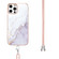 iPhone 12 Pro Max Electroplating Marble Pattern IMD TPU Shockproof Case with Neck Lanyard - White 006
