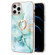 iPhone 12 Pro Max Electroplating Marble Pattern IMD TPU Shockproof Case with Ring Holder - Green 003