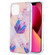 iPhone 13 Electroplating Splicing Marble Flower Pattern Dual-side IMD TPU Shockproof Case - Light Purple