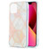 iPhone 13 Electroplating Splicing Marble Flower Pattern Dual-side IMD TPU Shockproof Case - Pink White