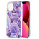 iPhone 13 Electroplating Splicing Marble Flower Pattern Dual-side IMD TPU Shockproof Case - Dark Purple