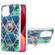 iPhone 13 Electroplating Splicing Marble Pattern Dual-side IMD TPU Shockproof Case with Ring Holder - Blue Green