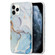 iPhone 13 Four Corners Shocproof Flow Gold Marble IMD Back Cover Case - Light Blue