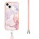 iPhone 13 Electroplating Marble Pattern IMD TPU Shockproof Case with Neck Lanyard - Rose Gold 005