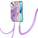 iPhone 13 Electroplating Marble Pattern IMD TPU Shockproof Case with Neck Lanyard - Purple 002