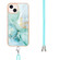 iPhone 13 Electroplating Marble Pattern IMD TPU Shockproof Case with Neck Lanyard - Green 003