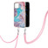 iPhone 13 Electroplating Pattern IMD TPU Shockproof Case with Neck Lanyard - Milky Way Blue Marble
