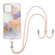 iPhone 13 Electroplating Pattern IMD TPU Shockproof Case with Neck Lanyard - Milky Way White Marble