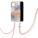 iPhone 13 Electroplating Pattern IMD TPU Shockproof Case with Neck Lanyard - Milky Way White Marble