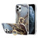 iPhone 13 iPhone 13 Four Corners Shocproof Flow Gold Marble IMD Back Cover Case with Metal Rhinestone Ring - Black