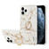 iPhone 13 iPhone 13 Four Corners Shocproof Flow Gold Marble IMD Back Cover Case with Metal Rhinestone Ring - White
