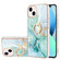 iPhone 13 Electroplating Marble Pattern IMD TPU Shockproof Case with Ring Holder - Green 003