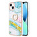 iPhone 13 Electroplating Marble Pattern IMD TPU Shockproof Case with Ring Holder - Green 004