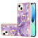 iPhone 13 Electroplating Marble Pattern IMD TPU Shockproof Case with Ring Holder - Purple 002