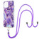 iPhone 13 Pro Electroplating Splicing Marble Pattern Dual-side IMD TPU Shockproof Case with Neck Lanyard - Dark Purple
