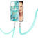 iPhone 13 Pro Electroplating Splicing Marble Pattern Dual-side IMD TPU Shockproof Case with Neck Lanyard - Blue