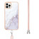 iPhone 13 Pro Electroplating Marble Pattern IMD TPU Shockproof Case with Neck Lanyard - White 006