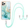 iPhone 13 Pro Electroplating Marble Pattern IMD TPU Shockproof Case with Neck Lanyard - Green 003