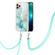 iPhone 13 Pro Electroplating Marble Pattern IMD TPU Shockproof Case with Neck Lanyard - Green 003