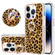 iPhone 13 Pro Electroplating Dual-side IMD Phone Case with Ring Holder - Leopard Print