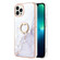 iPhone 13 Pro Electroplating Marble Pattern IMD TPU Shockproof Case with Ring Holder - White 006