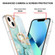 iPhone 14 Electroplating Marble Pattern IMD TPU Shockproof Case with Ring Holder - Green 003