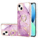 iPhone 14 Electroplating Marble Pattern IMD TPU Shockproof Case with Ring Holder - Purple 001