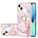 iPhone 14 Electroplating Marble Pattern IMD TPU Shockproof Case with Ring Holder - Rose Gold 005