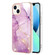 iPhone 14 Electroplating Marble Pattern Dual-side IMD TPU Shockproof Phone Case - Purple 001