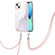 iPhone 14 Electroplating Marble Pattern IMD TPU Shockproof Case with Neck Lanyard - White 006