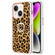 iPhone 14 Electroplating Dual-side IMD Phone Case with Ring Holder - Leopard Print