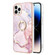 iPhone 14 Pro Electroplating Marble Pattern IMD TPU Shockproof Case with Ring Holder - Rose Gold 005