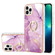 iPhone 14 Pro Electroplating Marble Pattern IMD TPU Shockproof Case with Ring Holder - Purple 001