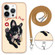 iPhone 14 Pro Electroplating Dual-side IMD Phone Case with Lanyard - Lucky Dog
