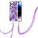 iPhone 14 Pro Electroplating Splicing Marble Pattern Dual-side IMD TPU Shockproof Case with Neck Lanyard - Dark Purple