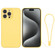 iPhone 15 Pro Max Silicone Phone Case with Wrist Strap - Yellow