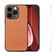 iPhone 15 Pro Max ENKAY Fiber Leather Skin PC Phone Case with High Aluminum-silicon Glass Film - Brown