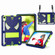 iPad mini 6 Spider Texture Silicone Hybrid PC Tablet Case with Shoulder Strap - Navy Blue + Yellow Green