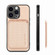 iPhone 15 Pro Max Carbon Fiber Leather Card Magsafe Phone Case - Khaki